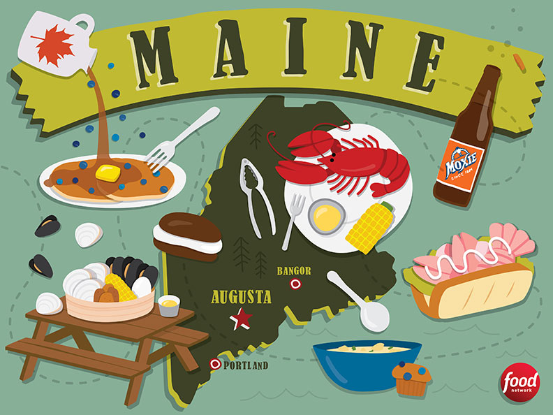 Maine food illustrations