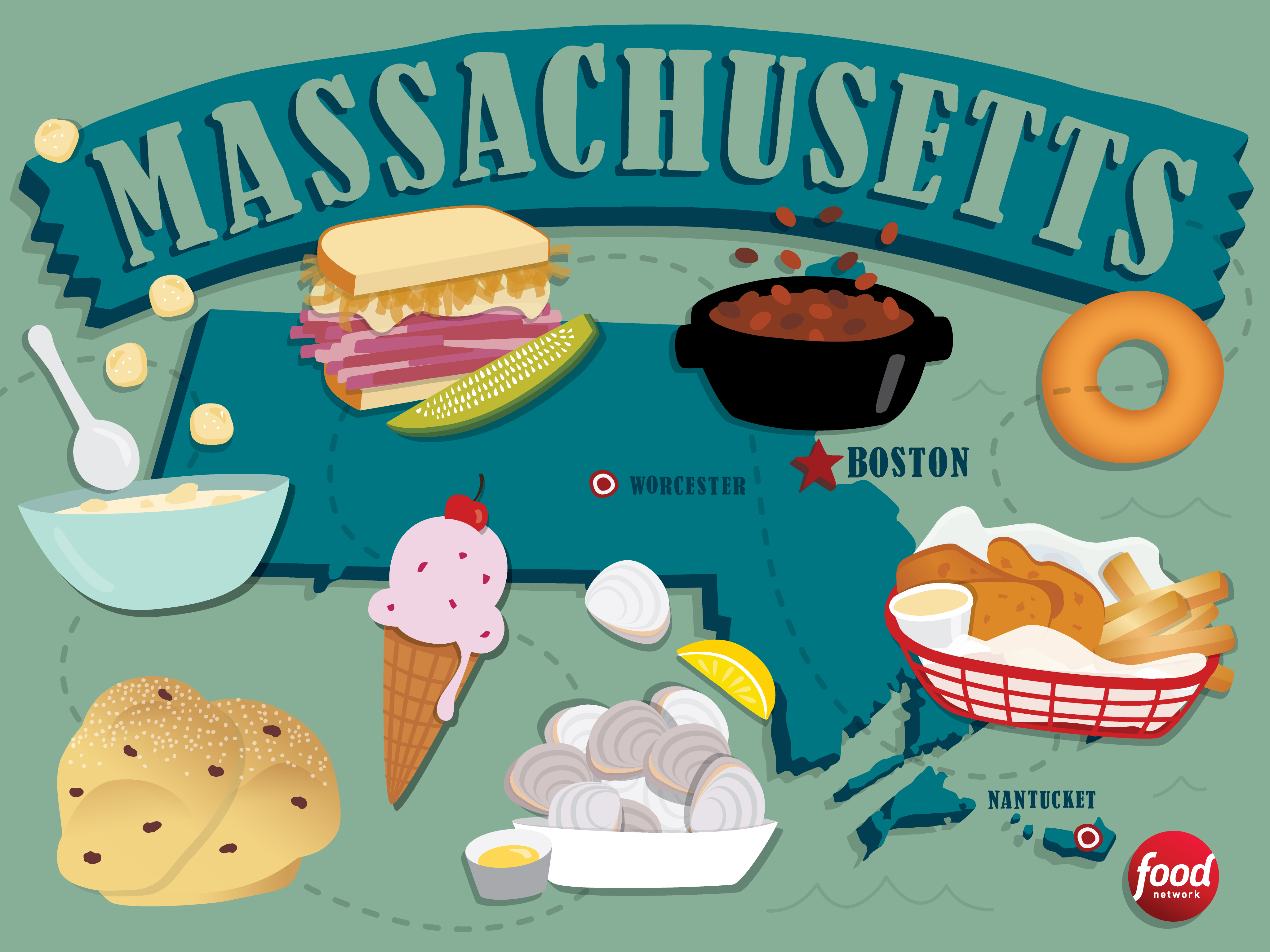massachusetts food illustration 